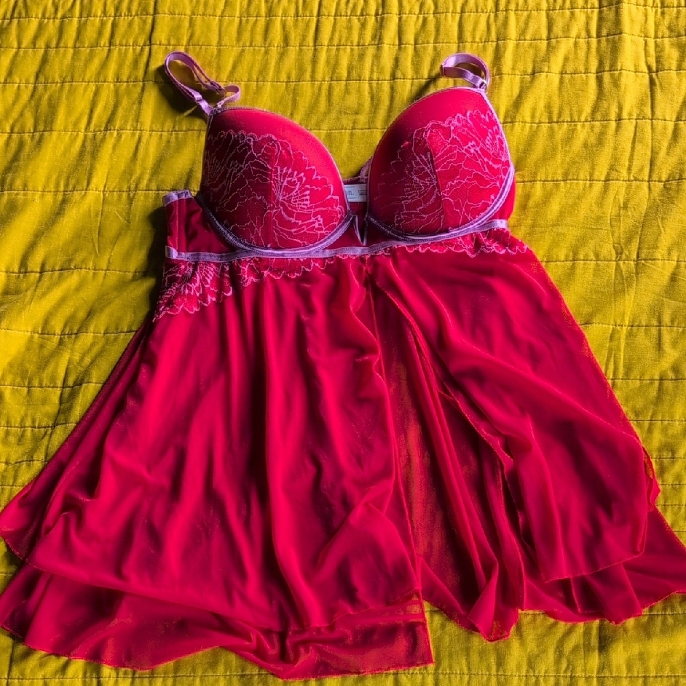 Auden Vibrant Red Lace Bra Set